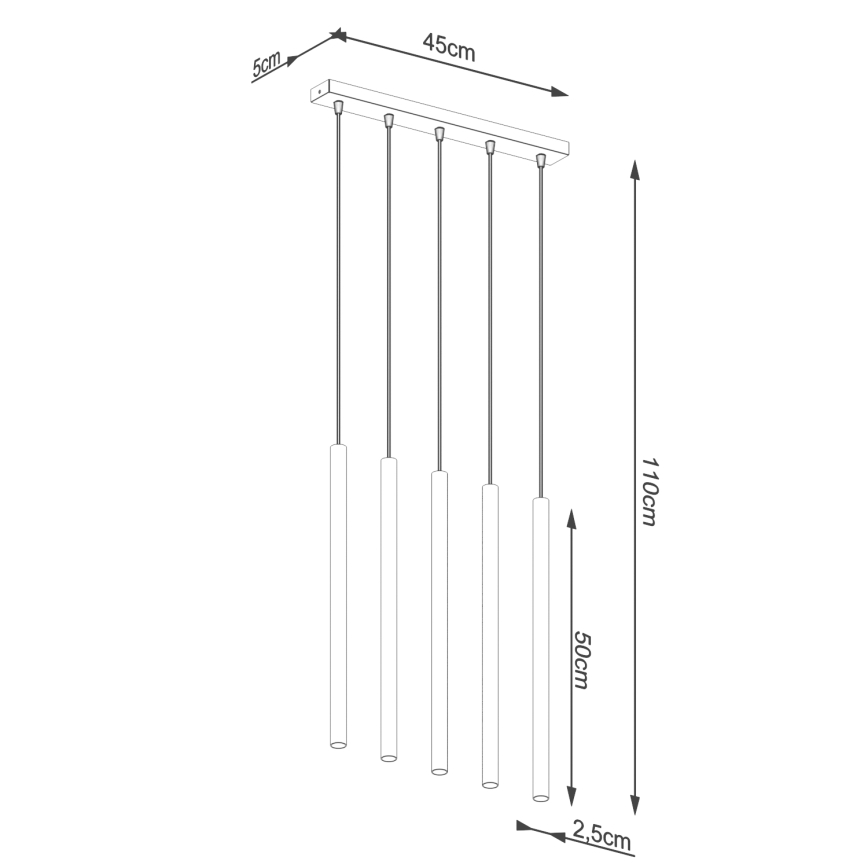 Lustră pe cablu PASTELO 5xG9/8W/230V auriu