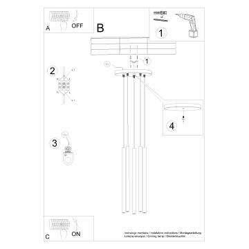 Lustră pe cablu PASTELO 5xG9/8W/230V negru