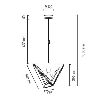 Lustră pe cablu TRIGONON 1xE27/60W/230V stejar mat – certificat FSC