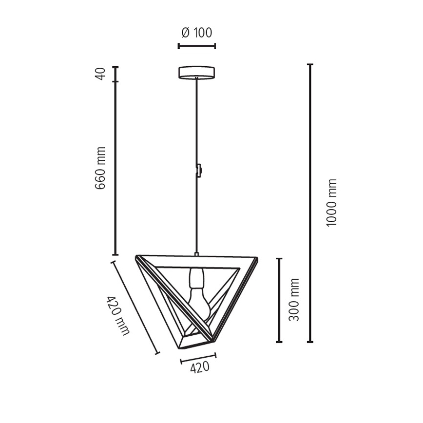 Lustră pe cablu TRIGONON 1xE27/60W/230V stejar mat – certificat FSC