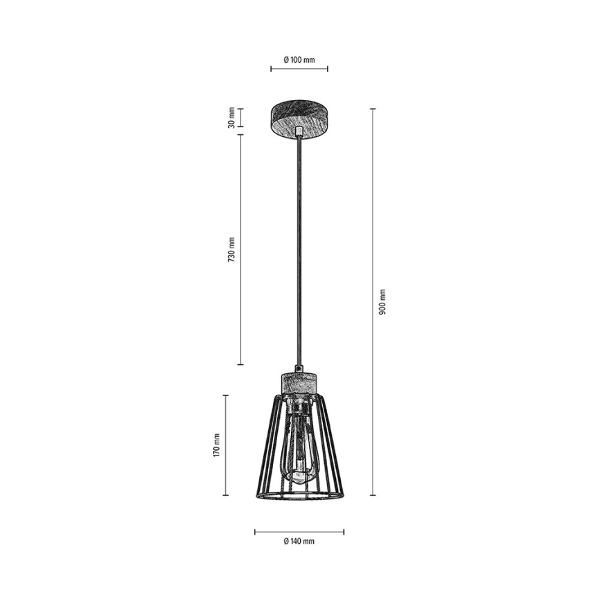 Lustră pe cablu ORAZIO 1xE27/60W/230V stejar Spot-Light