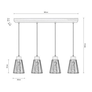 Lustră pe cablu ORAZIO 4xE27/60W/230V stejar Spot-Light