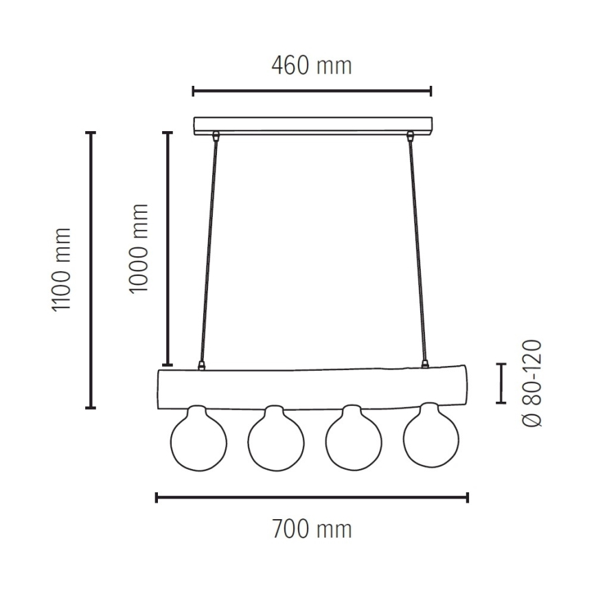 Lustră pe cablu TRABO 4xE27/60W/230V