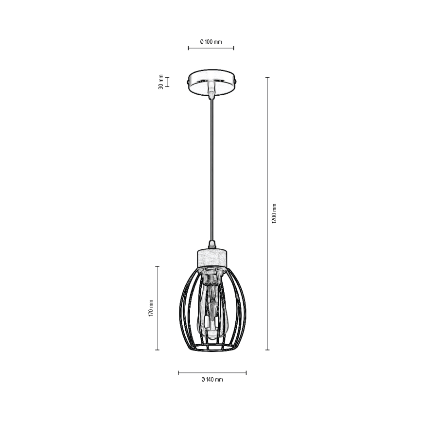 Lustră pe cablu GUNNAR 1xE27/60W/230V stejar