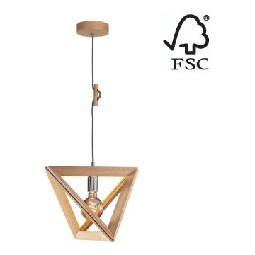 Lustră pe cablu TRIGONON 1xE27/60W/230V stejar mat – certificat FSC