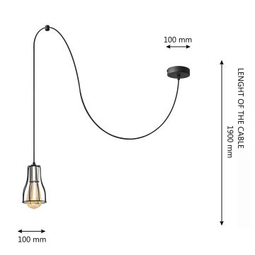 Lustră pe cablu TUBE 1xE27/15W/230V negru/crom