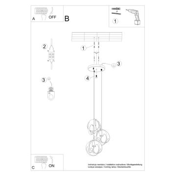 Lustră pe cablu TULOS 3xE27/60W/230V neagră