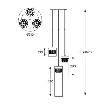 Lustră pe cablu Zuma Line 3xG9/28W/230V alamă