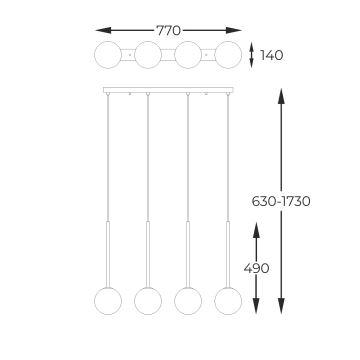 Lustră pe cablu Zuma Line 4xG9/4W/230V auriu