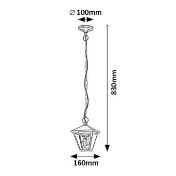 Lustră pe lanț de exterior 1xE27/40W/230V IP44 Rabalux