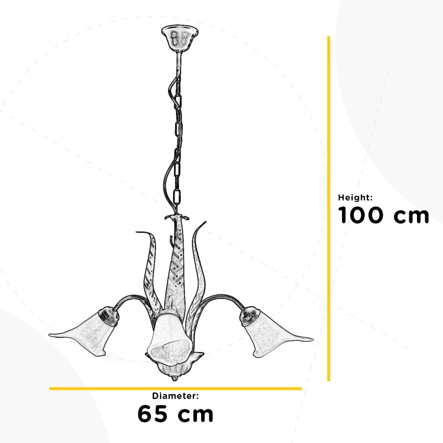 Lustră pe lanț ONLI ALGA 3xE14/6W/230V bronz