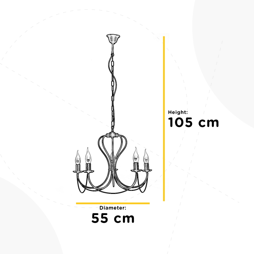 Lustră pe lanț ONLI CANDELA 5xE14/6W/230V bronz