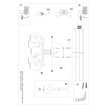 Lustră pe tijă FILLAN 5xE27/60W/230V neagră