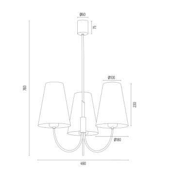 Lustră pe tijă SAFIANO 3xE27/15W/230V negru Argon 6268