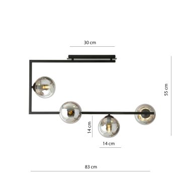 Lustră pe tijă SOMA 4xE14/10W/230V negru/gri