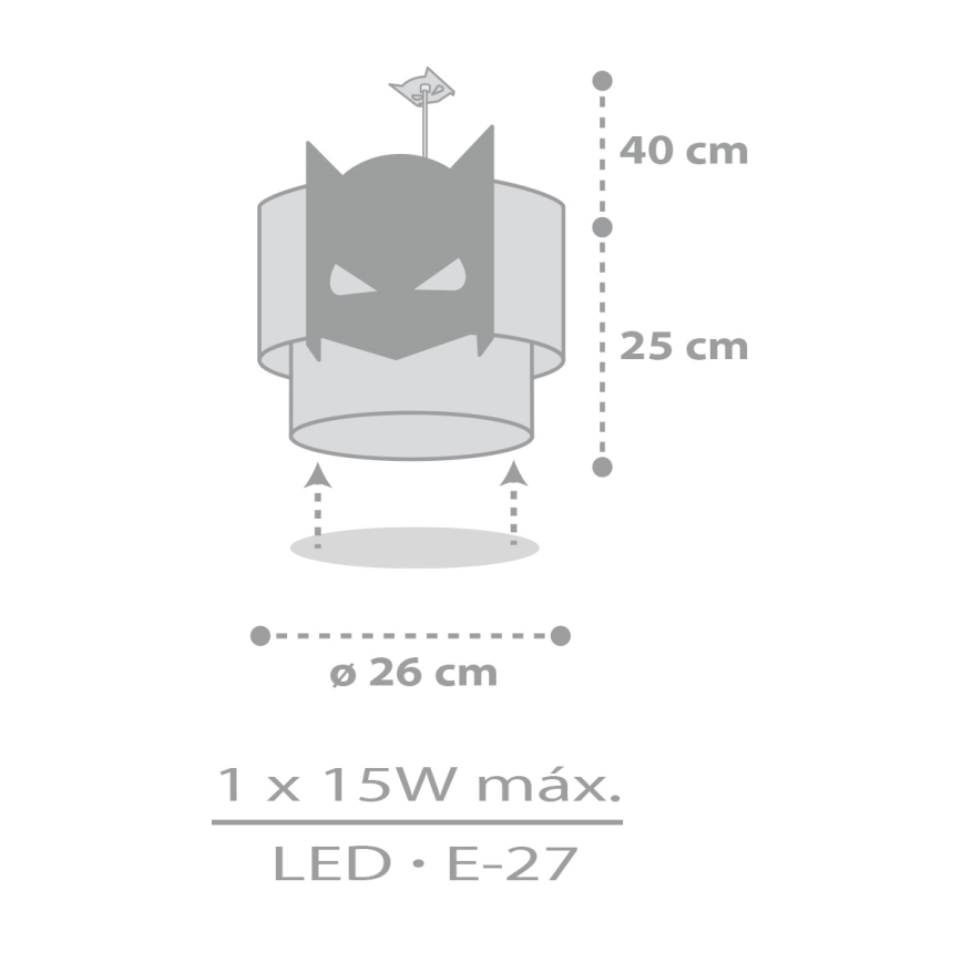 Lustră pentru copii Dalber 61802 DARK HERO 1xE27/15W/230V