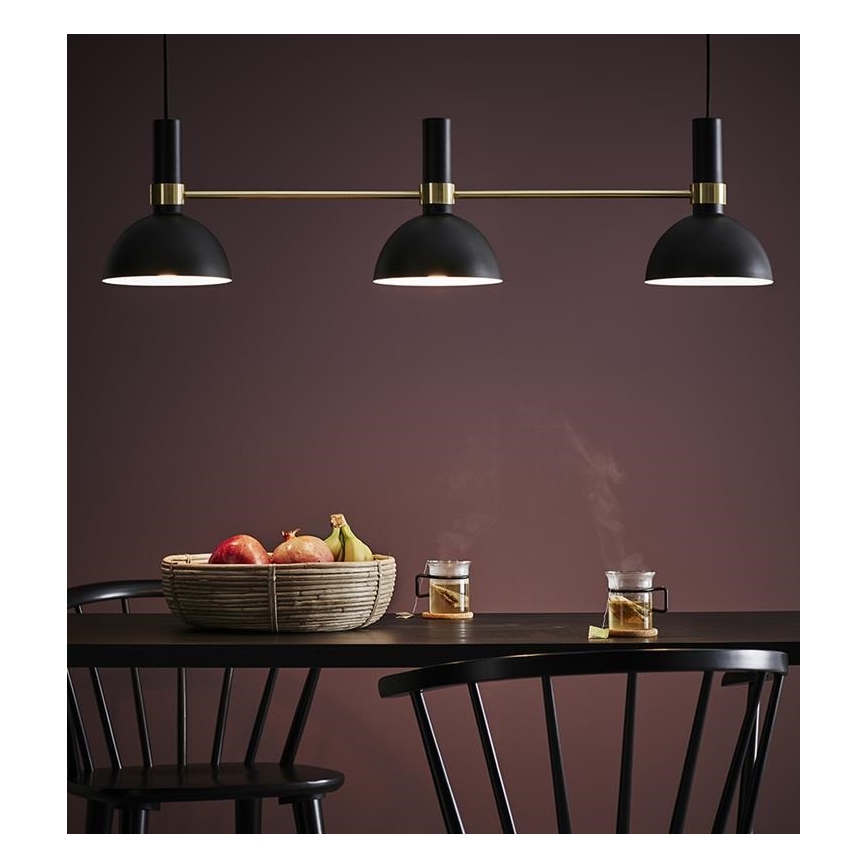 Markslöjd 106971 - Lustră pe cablu LARRY 3xE27/60W/230V negru/auriu