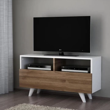 Masă TV NOVELLA 50,6x90 cm albă/maro