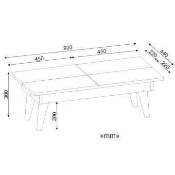 Măsuță de cafea CASTRUM 30x90 cm albă/maro