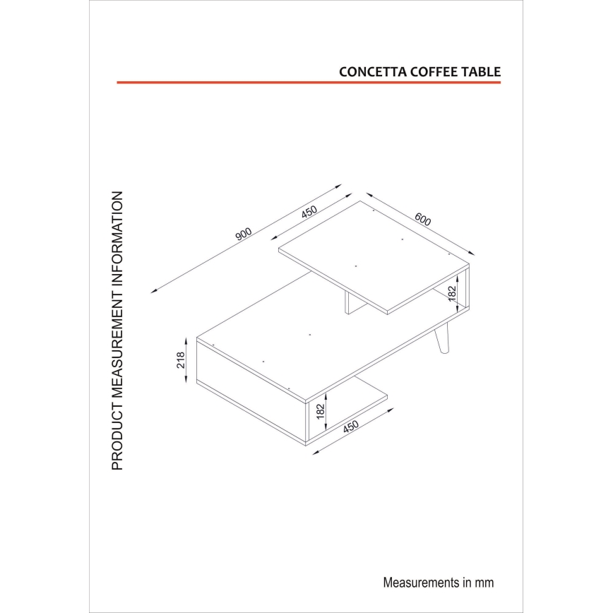 Măsuță de cafea CONCETTA 40x90 cm albă