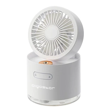 Miniventilator fără fir de masă cu umidificator 10W/5V alb Aigostar