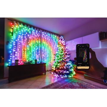 Perdea LED RGB de Crăciun de exterior 210xLED 2 m IP44 Wi-Fi Twinkly TWW210SPP-TEU