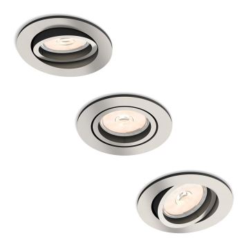 Philips 50393/17/PN - SET 3x Lampa incastrata DONEGAL 3xGU10/5,5W/230V