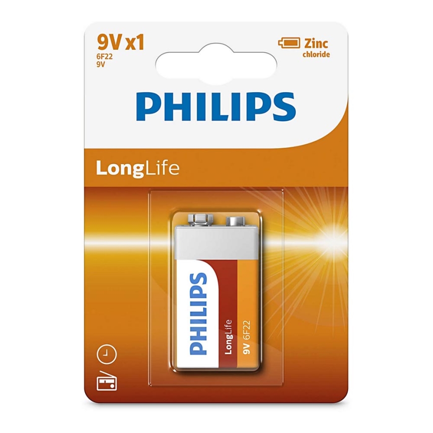 Philips 6F22L1B/10 - Baterie clorura de zinc 6F22 LONGLIFE 9V 150mAh