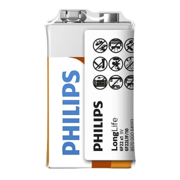 Philips 6F22L1F/10 - Baterie clorura de zinc 6F22 LONGLIFE 9V 150mAh