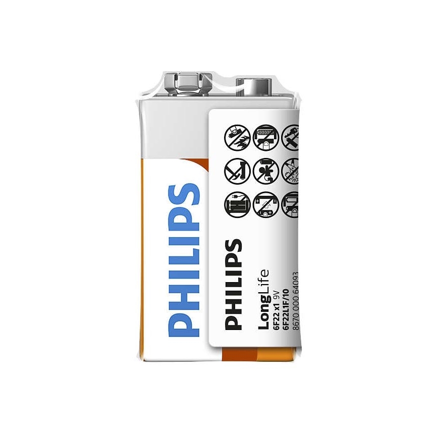 Philips 6F22L1F/10 - Baterie clorura de zinc 6F22 LONGLIFE 9V 150mAh