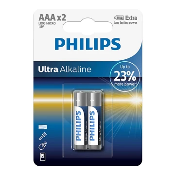 Philips LR03E2B/10 - 2 buc Baterie alcalina AAA ULTRA ALKALINE 1,5V 1250mAh