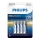 Philips LR03E4B/10 - 4 buc Baterie alcalina AAA ULTRA ALKALINE 1,5V 1250mAh