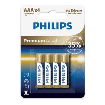 Philips LR03M4B/10 - 4 buc Baterie alcalina AAA PREMIUM ALKALINE 1,5V 1320mAh