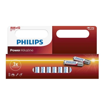 Philips LR03P12W/10 - 12 buc Baterie alcalina AAA POWER ALKALINE 1,5V 1150mAh