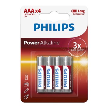 Philips LR03P4B/10 - 4 buc Baterie alcalina AAA POWER ALKALINE 1,5V 1150mAh