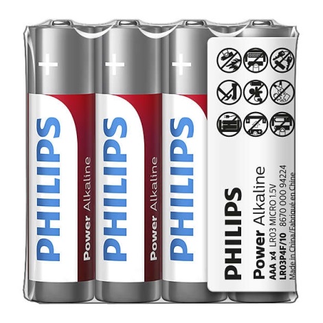 Philips LR03P4F/10 - 4 buc Baterie alcalina AAA POWER ALKALINE 1,5V 1150mAh
