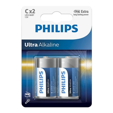 Philips LR14E2B/10 - 2 buc Baterie alcalina C ULTRA ALKALINE 1,5V 7500mAh