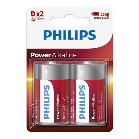 Philips LR20P2B/10 - 2 buc Baterie alcalina D POWER ALKALINE 1,5V 14500mAh