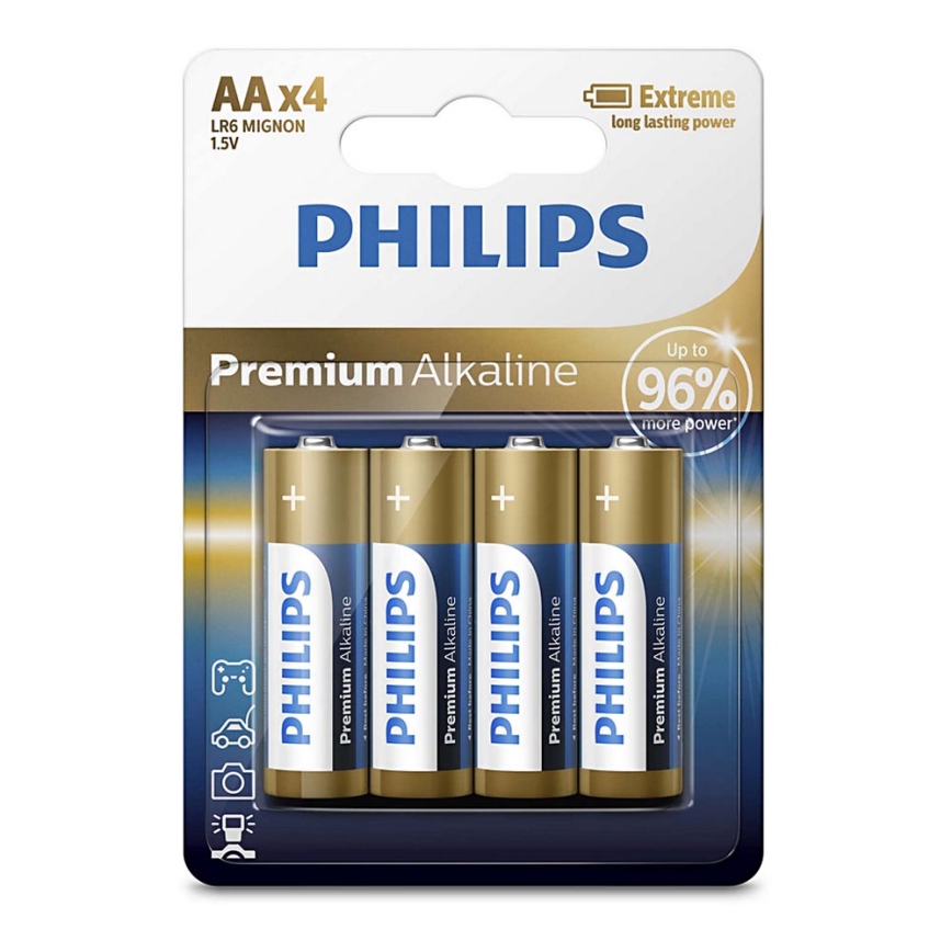 Philips LR6M4B/10 - 4 buc Baterie alcalina AA PREMIUM ALKALINE 1,5V 3200mAh