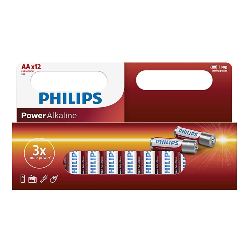 Philips LR6P12W/10 - 12 buc Baterie alcalina AA POWER ALKALINE 1,5V 2600mAh