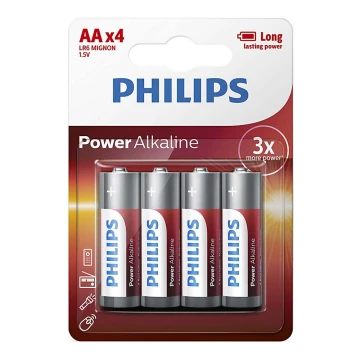 Philips LR6P4B/10 - 4 buc Baterie alcalina AA POWER ALKALINE 1,5V 2600mAh