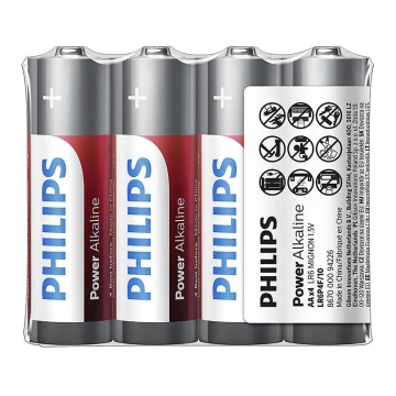 Philips LR6P4F/10 - 4 buc Baterie alcalina AA POWER ALKALINE 1,5V 2600mAh