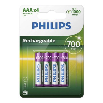 Philips R03B4A70/10 - 4 buc Baterie reincarcabila AAA MULTILIFE NiMH/1,2V/700 mAh