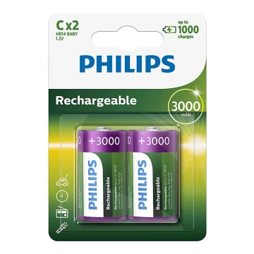 Philips R14B2A300/10 - 2 buc Baterie reincarcabila C MULTILIFE NiMH/1,2V/3000 mAh