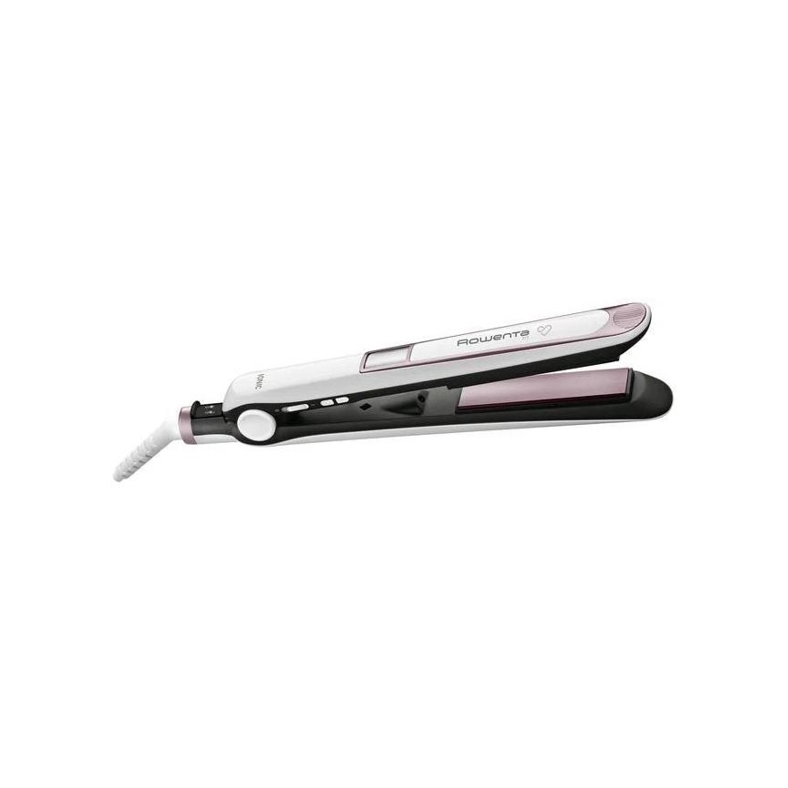 Placă de îndreptat părul cu afișaj LCD Rowenta PREMIUM CARE 32W/230V roz/alb