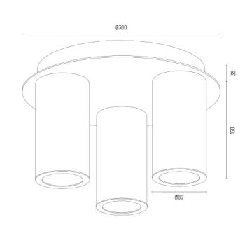 Plafonieră Argon 6304 HAMPTON 3xE14/7W/230V auriu