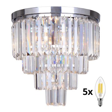 Plafonieră de cristal Brilagi MOZART 5xE14/40W/230V crom lucios