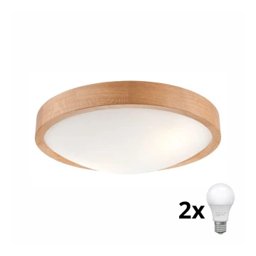 Plafonieră LED Brilagi CARVALHO SLIM 2xE27/60W/230V stejar d. 37 cm