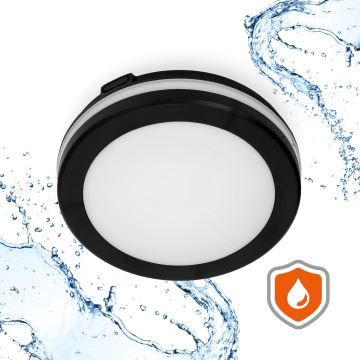 Plafonieră LED cu senzor pentru baie LED/12W/230V 3000/4000/6500K IP65 d. 20 cm negru + telecomandă