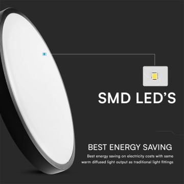 Plafonieră LED cu senzor pentru baie LED/24W/230V 4000K IP44 negru + telecomandă